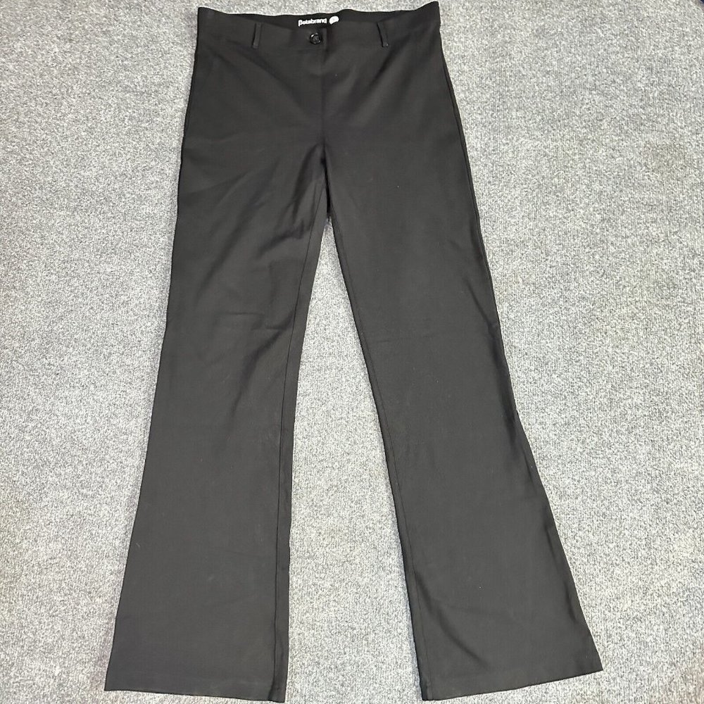 Betabrand Womens Pant XL Long Tall Black Wide Leg Bootcut Classic Pull On Pant